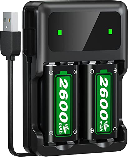Batería de Controlador 2 x 2600mAH Recargable para Xbox One/Xbox Serie S/X Mando inalámbricos Elite, Juegos de Batería y Cargador