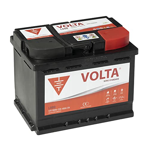 Volta baterías, Bateria de automóvil de turismo Standard, plomo-calcio, 60Ah 480A - Borne +Dcha - Medidas Largo 242 x Ancho 175 x Alto 190 mm con 2 años de Garantía - Fabricación Europea.