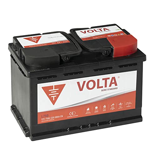 Volta baterías Bateria de Coche Standard 75Ah 680A para Automóvil de turismo - Borne +Dcha - Medidas Largo 278 x Ancho 175 x Alto 190 mm con 2 años de Garantía - Fabricación Europea.