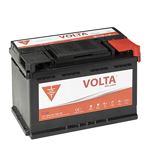 Volta baterías Bateria de Coche Classic 75Ah 700A - Borne +Dcha - Medidas Largo 278 x Ancho 175 x Alto 190 mm con 2 años de Garantía - Fabricación Europea - Automóvil de turismo