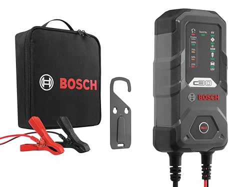 Bosch Cargador de Batería para Coche C30, 3,5 Amperios, con Función de Carga de Goteo, para Baterías de Plomo-ácido, AGM, Gel, EFB y VRLA Abiertas, 6V / 12V
