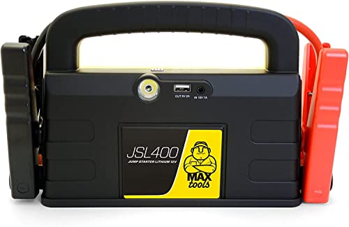 MAXTOOLS JSL400 Arrancador de emergencia profesional de 2400 A para coches grandes de diésel y gasolina de 12 V, arrancador potente y seguro de 12 V, batería externa de litio con USB