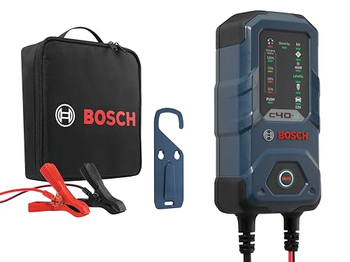Bosch Cargador de Batería para Coche C40-Li, 5 Amperios, con Función de Carga de Goteo, para Baterías de Litio, Plomo-ácido, AGM, Gel, y EFB, 6V / 12V