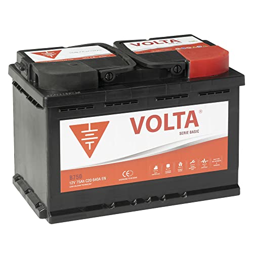 Bateria de Coche 75Ah 640A - Volta Basic B750D - Borne +Dcha - Medidas Largo 278 x Ancho 175 x Alto 190 mm con 2 años de Garantía - Fabricación Europea.