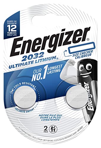 Energizer - Ultimate Lithium, Pack de 2 Pilas CR 2032, Litio de Larga duración para Necesidades específicas, sin Mercurio añadido y 20 años Vida útil