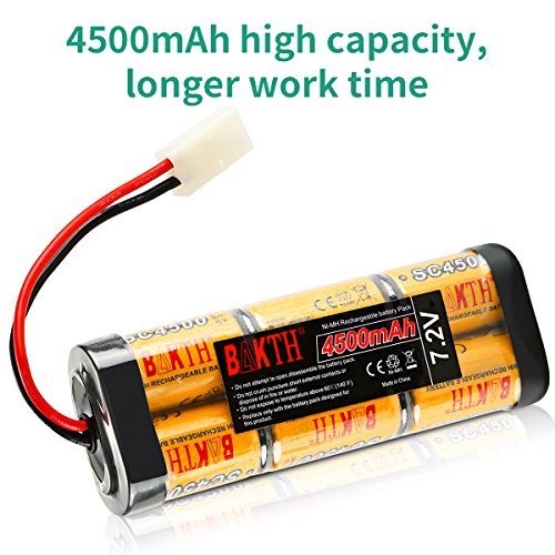 BAKTH 4500mAh 7.2V NiMH RC Paquete de Carreras de baterías para Modelos de Coches, Aviones, Robots (Juguetes), batería de Alto Rendimiento RC + Posavasos como Regalo